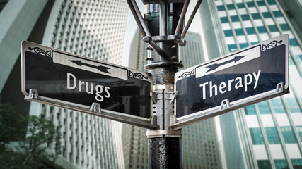 Street Sign to Therapy versus Drugs