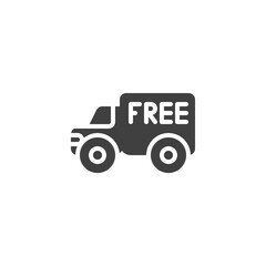 Free delivery vector icon. filled flat sign for mobile concept and web design. Delivery truck free glyph icon. Symbol, logo illustration. Vector graphics