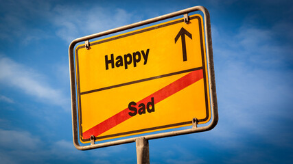 Street Sign to Happy versus Sad