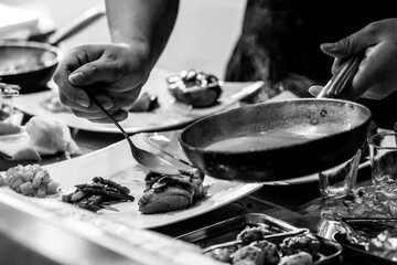 Chef cooking, Chef preparing food in the kitchen