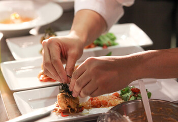Chef cooking, Chef preparing food in the kitchen