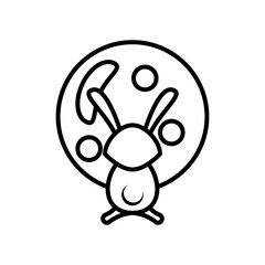 cute rabbit in moon full line style icon