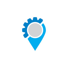pin gear logo , abstract point logo