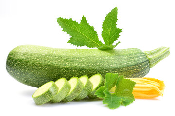 Fresh zucchini on a white background