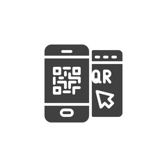 Smartphone QR code vector icon. filled flat sign for mobile concept and web design. Barcode scanner phone glyph icon. Symbol, logo illustration. Vector graphics