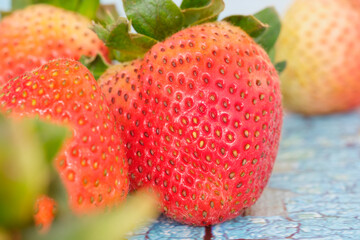 Close up strawberry and copy space.