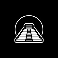Chichen itza pyramid icon isolated on dark background