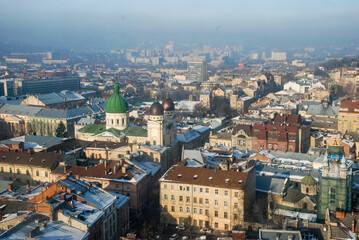 Fototapeta premium Wonderful panorama of the Lviv city, Ukraine