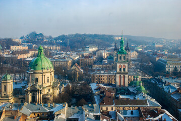 Wonderful panorama of the Lviv city, Ukraine