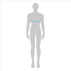 Men to do bust measurement fashion Illustration for size chart. 7.5 head size boy for site or online shop. Human body infographic template for clothes. 