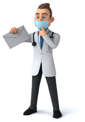Fun cartoon doctor character with a mask