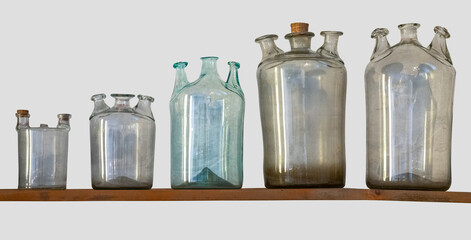 historic glass bottles - obrazy, fototapety, plakaty