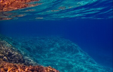 Beautiful blue waters on the coast of Mediterranean island of Malta