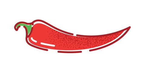 Chili. Vector illustration of a hot vegetable in flat and line-art style for print, banner or postcard.