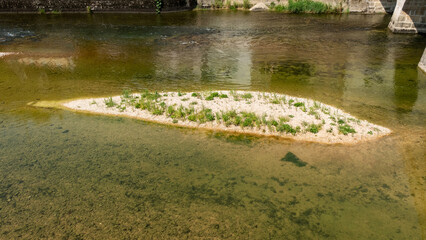 Sandbar in the Doubs river