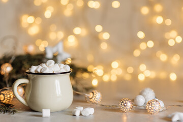 Set with white mug for mockup. The mug with the christmas decorations