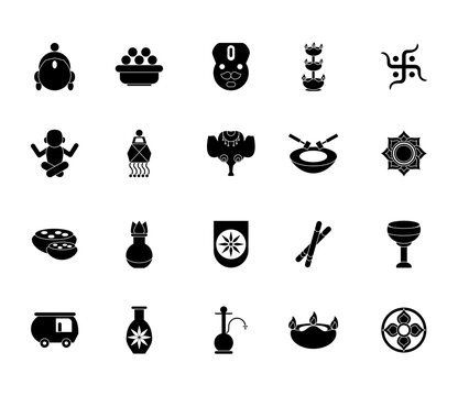 twenty navratri set silhouette style icons