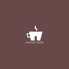 Cup of coffee. Coffee shop logo. Simple natural home logo design, cafe or restaurant logo, coffee and tea shop for business.