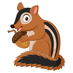 Cartoon chipmunk holding an acorn © tigatelu