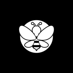 Bee icon logo design isolated on dark background