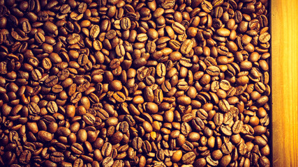 Roasted brown coffee beans frame