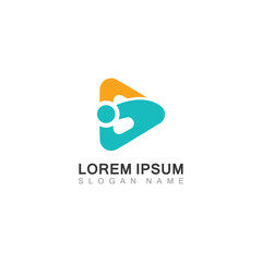 Play button vector Video application icon design template. Music player design