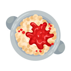 Stewed Beans with Tomato Sauce as Portuguese Dish View from Above Vector Illustration