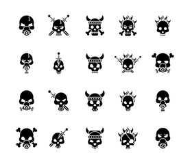 Fototapeta premium twenty death skulls heads set collection icons