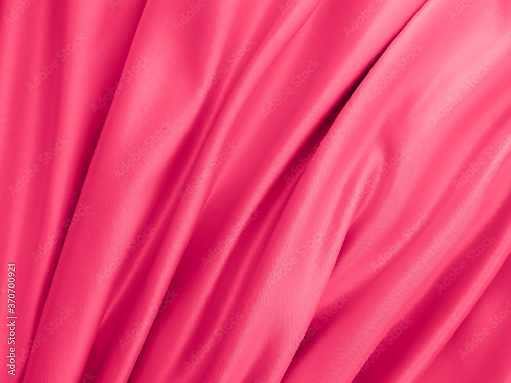 Wall mural beautiful elegant wavy fuchsia pink satin silk luxury cloth fabric texture, abstract background desi