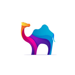Colorful flat camel logo design