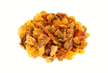 Myrrh Medicinal and Aroma Resin Gum. Isolated on White Background.