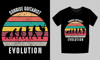 Sunrise Guitarist Evolution vector t-shirt design .Sunrise Guitarist icon design .Guitarist t-shirt. Sunrise Guitarist Evolution vector t-shirt. vector t-shirt .