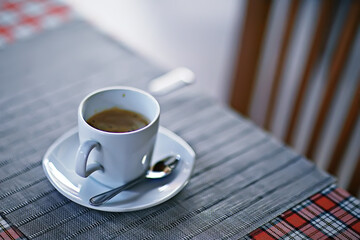 morning coffee cup / breakfast concept cheerfulness happiness drink in a cup