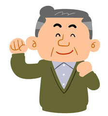 元気な中年男性の上半身
