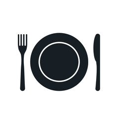 cutlery. Plate fork and knife vector silhouette.