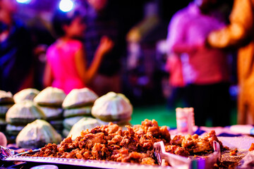 indian snacks in an open street counter
