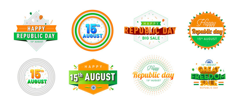 Happy Independence Day of India, Concept, Template, Banner, Logo Design, Icon, Poster, Unit, Label, with Celebration - Vector, illustration