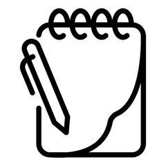 Notebook and pen icon. Outline notebook and pen vector icon for web design isolated on white background