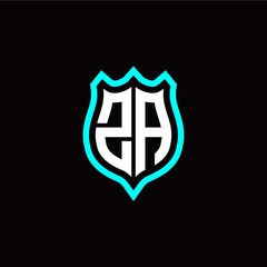 Initial Z A letter with shield style logo template vector