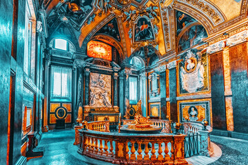 Fototapeta na wymiar ROME, ITALY - MAY 08, 2017 : Inside the Basilica of Santa Maria Maggiore (on Piazza di Santa Maria Maggiore)-is a Papal major basilica and the largest Catholic Marian church in Rome.Italy.