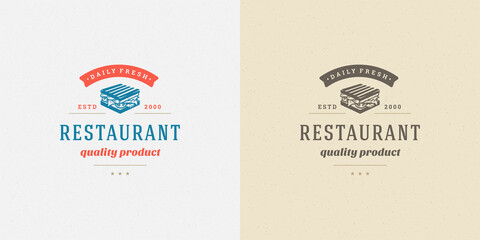 Obraz premium Fast food logo vector illustration sandwich silhouette good for restaurant menu and cafe badge