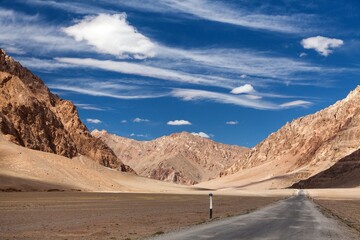 Pamir highway and Pamir mountains in Tajikistan