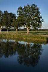 Canal near Havelte Drenthe Netherlands. Oude vaart. Evening light. River