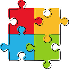  Jigsaw puzzle or teamwork concept flat vector icon for apps and websites