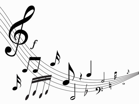流れる音楽音符ミュージックのイメージ mellow flow of music note score concept image