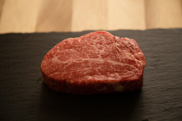 Fillet steak on the black plate