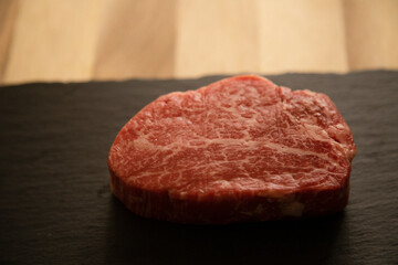 Fillet steak on the black plate