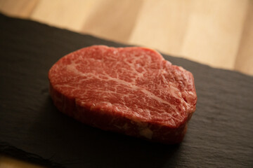 Fillet steak on the black plate