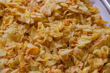 Deep fried, Crispy Durian. AKA Durian chips.