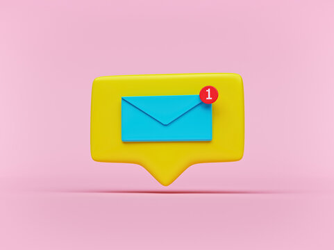 new email notification icon. minimal design. 3d rendering